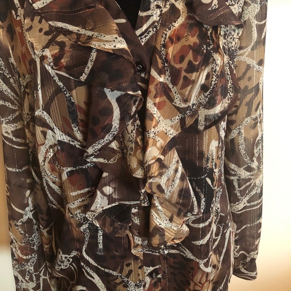 VINTAGE ruffled blouse size large - Picture 4 of 10